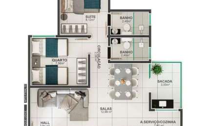 Apartamento à venda, 2 quartos, 1 suíte, 2 vagas, Lidice - Uberlândia/MG