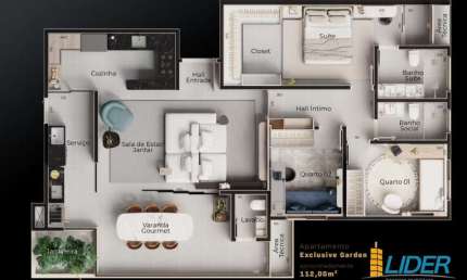 Apartamento à venda, 3 quartos, 1 suíte, 2 vagas, SANTA MARIA - Uberlândia/MG