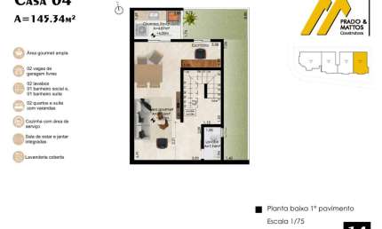 Casa geminada triplex de 03 quartos com suíte no Recanto da Mata