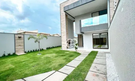 Casa Duplex com 4 Suítes, Piso em Porcelanato Polido 76x76, Varanda Gourmet, à venda - Sapiranga - Fortaleza/CE