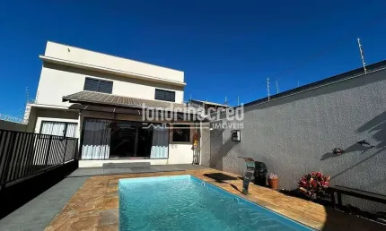 Sobrado na zona leste de londrina com 4 quartos (1 suíte), área gourmet com piscina, cozinha planej