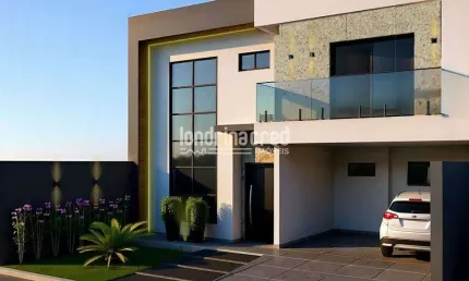 Casa assobradada mobiliada, 3 suítes com sacada, closet, piscina, churrasqueira, placas solares, 4