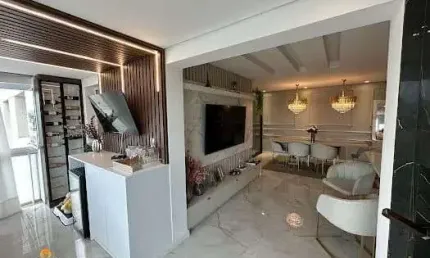 Apartamento mobiliado com vista mar, com 3 dormitórios à venda, 91 m² por r$ 1.1