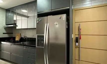 Apartamento 2 dormitório com suíte e varanda gourmet na aparecida  praiamar