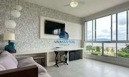 Apartamento com 3 dormitórios em Santos com vista mar - 181m2 total.
