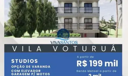 Apartamento Studio com Elevadores em São Vicente próximo ao Carrefour
