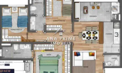 (lançamento) Apartamento Blue View 76,81m², 3 dormitórios