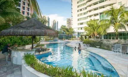 Apartamento à venda antigo hotel transamérica na barra da tijuca tipo flat de 72m² com 2 suítes rico em armários 1 vaga de garagem e área de lazer
