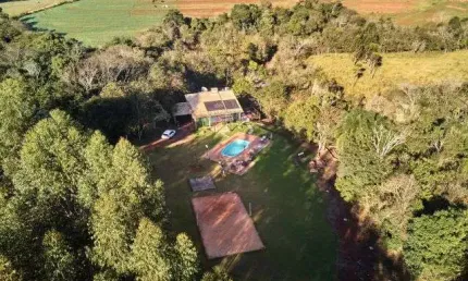 Chácara à venda 32.670,00m  área rural - iguatu - pr, casa de campo com piscina