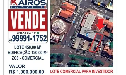 LOTE COMERCIAL - INVESTIDOR AO LADO DO SUPERMERCADO NORTE NA AVENIDA DAS AMÉRICAS