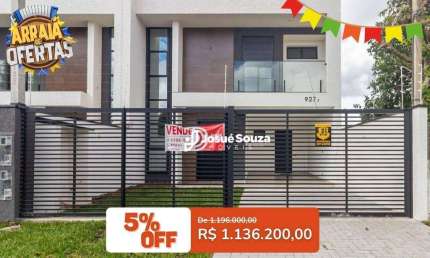 Sobrado Fino Acabamento com Amplo Espaço para Área Gourmet à venda, 172 m² por R$ 1.136.200 - Jardim das Américas - Curitiba/PR
