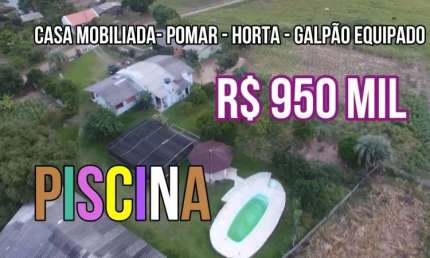 [115372 ]  CHÁCARA COM CASA MOBILIADA, GALPÃO EQUIPADO, POMAR, FIBRA ÓTICA E GALPÃO