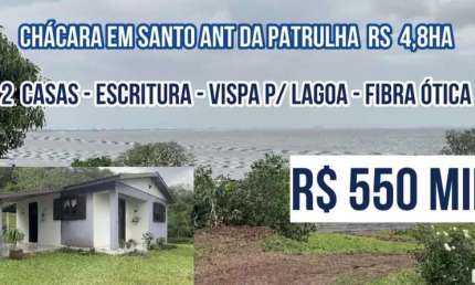 [122439]   CHÁCARA 4,8HA COM   2 CASAS  VISTA PARA LAGOA  S ANT  PATRULHA ESCRITURA FIBRA ÓTICA