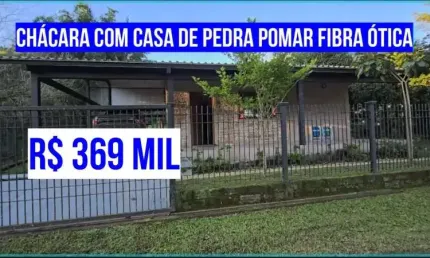 [111312]CHÁCARA COM CASA DE PEDRA DOIS QUARTOS, POMAR, RIACHO E FIBRA ÓTICA EM STO ANT DA PATRULHA