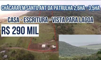 [122215]  CHÁCARA  VISTA PARA LAGOA  SANTO ANT DA PATRULHA 2,6HA CASA GALPÃO AÇUDE VERTENTE