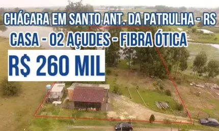 [120278]  CHÁCARA COM CASA, DOIS AÇUDES, FIBRA ÓTICA , ACEITA TROCA POR CASA EM GRAVATAÍ