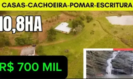 [122348]  CHÁCARA EM TAQUARA RS 10,8 HA ESCRIT 2 CASAS POMAR CAMPO RIACHO E CACHOEIRA