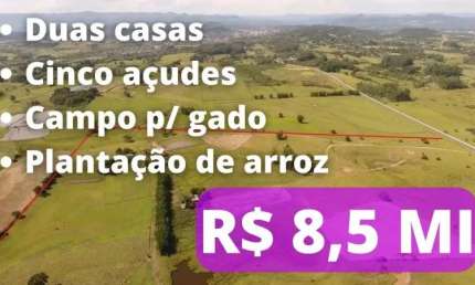 113390 FAZENDA ESCRITURADA PARA GADO, ARROZ OU LOTEAMENTO COM RIO, SEDE E 101 HA EM PAROBÉ