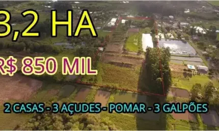 [85751]  SÍTIO COM DUAS CASA E TRÊS AÇUDES EM PAROBÉ COM 3,2 HECTARES