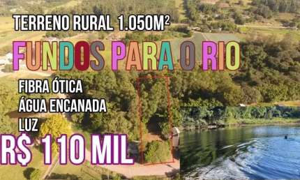 114971 CHACRINHA OU TERRENO RURAL NA BEIRA DO RIO COM FIBRA ÓTICA , LUZ E ÁGUA ENCANADA