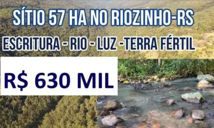 [120907]  SITIO NO RIOZINHO ESCRIT 57 HECTARES, COM RIO, TERRA FÉRTIL, LUZ E ÁGUA ENCANADA