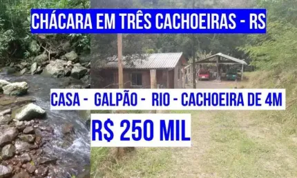 [123510 ]  CHÁCARA EM TRÊS FORQUILHAS COM CASA, GALPÃO, RIO, CASCATA 4 M, TERRA FÉRTIL