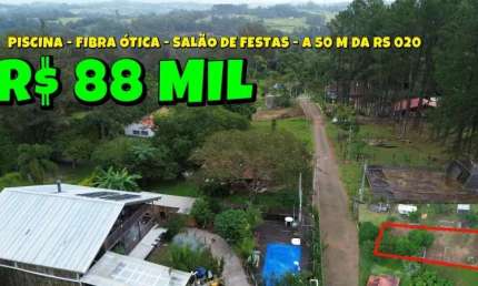 [496]TERRENO RURAL EM CONDOMINIO FECHADO DE CHACRINHAS EM GRAVATAÍ COM PISCINA, SALÃO DE FESTAS, FIBRA ÓTICA E POÇO