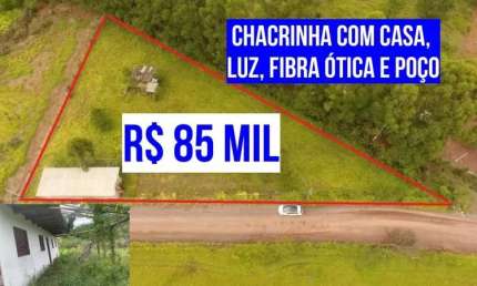 [414]CHACRINHA EM PAROBÉ RS COM CASA 1 QUARTO  LUZ FIBRA ÓTICA E POÇO ARTESIANO