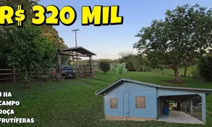 [766] CHÁCARA EM PAROBÉ, 3 HA ESCRITURADOS, CASA, GALPÃO, GALINHEIRO, POMAR, PERTO DO RIO