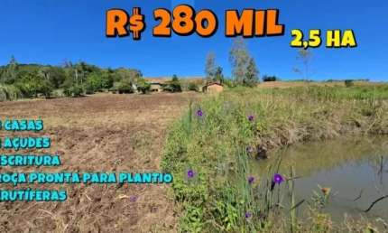 [833] CHÁCARA EM NOVA HARTZ COM 2,5 HA, ESCRITURA, POÇO ARTESIANO, AÇUDES, FRUTÍFERAS E ÁREA PRONTA PARA PLANTIO DE ROÇA
