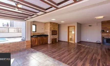 Cobertura 3 dormitórios, piscina, lareira, vista e 3 vagas no Solarium Lindóia