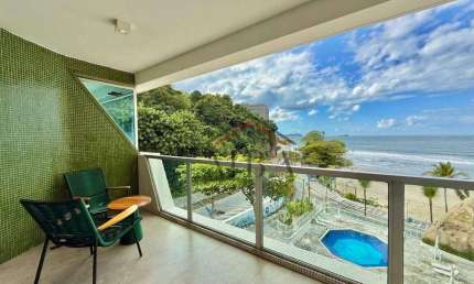 LOCAÇÃO ANUAL FRENTE MAR - Apartamento REFORMADO com 3 dormitórios para alugar, 140 m² por R$ 8.500/mês - Praia das Astúrias - Guarujá/SP