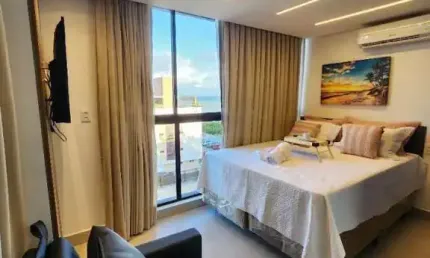 Flat todo mobiliado com 24m² e vista para o mar na praia do Jardim Oceania