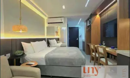 Flat todo mobiliado no Beach Haus na beira mar do Jardim Oceania