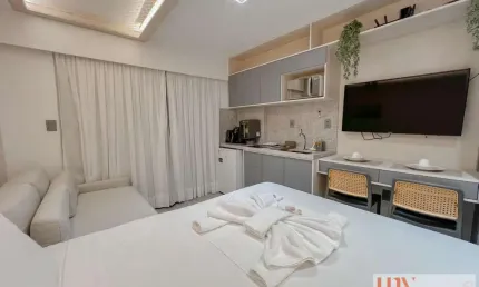 Flat novo com 18 m² no Beach Haus na beira mar do Jardim Oceania