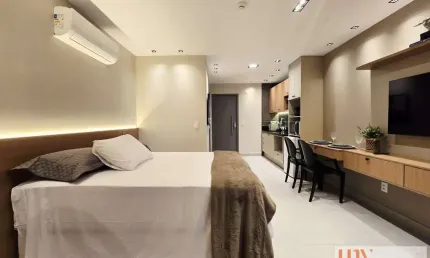 Flat novo mobiliado com 27 m² e vista para o mar, em ótima localização no bairro de manaíra