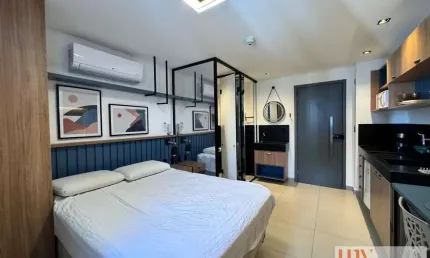 Flat novo com 18 m², todo mobiliado, no empreendimento get one no jardim oceania