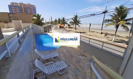 Apartamento com piscina pé na areia 1 dormitório em Mongagua