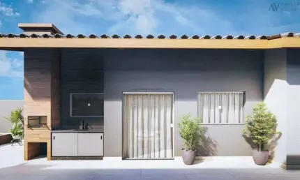 Casa em construção com 2 quartos e piscina em Itanhaém.