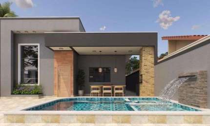 Casa com piscina, 2 quartos e área gourmet em Itanhaém.