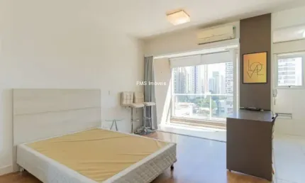 Studio para locação no brooklin com 1 suíte, 1 banheiro, 1 vaga, 33m².