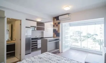 Studio para locação no brooklin com 1 suíte, 1 banheiro, 1 vaga, 36m².