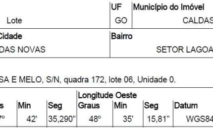 Oportunidade Única em CALDAS NOVAS - GO | Tipo: Terreno | Negociação: Venda Direta Online  | Situação: Imóvel
