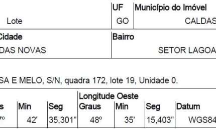 Oportunidade Única em CALDAS NOVAS - GO | Tipo: Terreno | Negociação: Venda Online  | Situação: Imóvel
