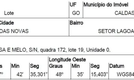 Oportunidade Única em CALDAS NOVAS - GO | Tipo: Terreno | Negociação: Venda Direta Online  | Situação: Imóvel