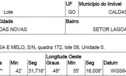 Oportunidade Única em CALDAS NOVAS - GO | Tipo: Terreno | Negociação: Venda Direta Online  | Situação: Imóvel
