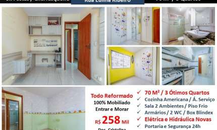 Apartamento 3 quartos e vaga Eng. de Dentro Eulina Ribeiro 70M²