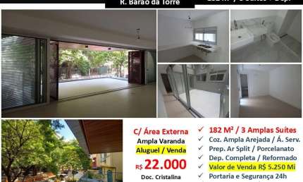 Apartamento com 3 quartos para alugar na Rua Barão da Torre, Ipanema, Rio de Janeiro