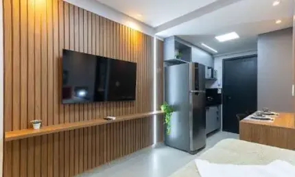 Flat de 21m2 com Varanda, Mobiliado, à Beira Mar do Jardim Oceania