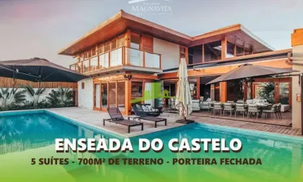 Mansão de Luxo à Venda, Enseada do Castelo, Praia do Forte 618m², 5 Suítes, Piscina, Área Gourmet, Porteira Fechada R$ 9.150.000,00
